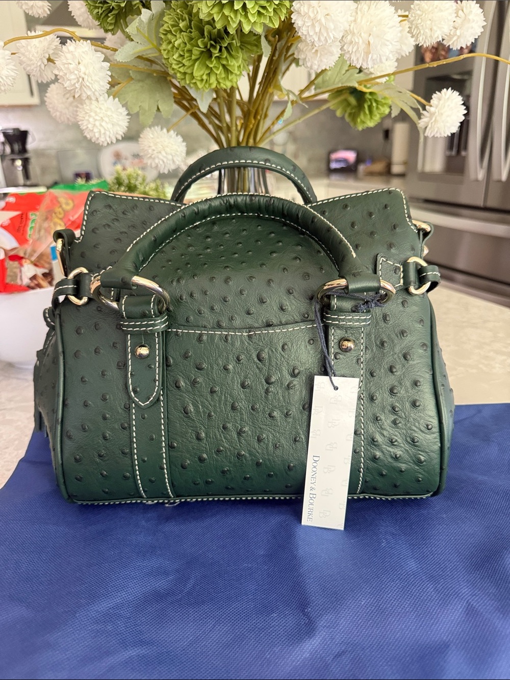 Dooney & Bourke forest Ostrich-Embossed Satchel - Picture 3 of 11